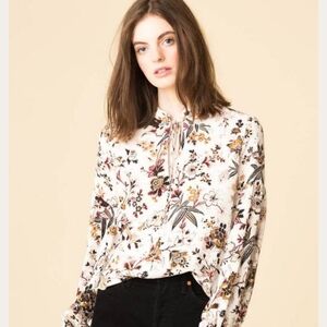 A.L.C. Silk Front Tie Blouse